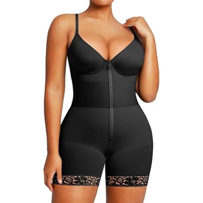 SHAPELLX Bodysuit for Women Tummy Control Shapewear Butt Lifter Deep V Neck Body Shaper Fajas Colombianas Sculpting Body Suit-Black 38