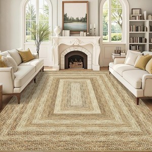 Washable Modern Border Area Rug Non Slip Low Pile Foldable Indoor Carpet Stain Resistant Soft Floor Mat for Bedroom Nursery - 1 of 4