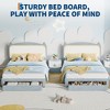 Princess Bed Frame with LED Lights & Storage Drawer - Blue Velvet Upholstered Cat Headboard Platform Bed for Kid- Sturdy Wood - 3 of 4