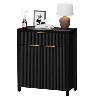 Gikpal Fluted Sideboard, Wooden Storage Cabinet with Adjustable Shelves, Entryway Table, Floor Storage Cabinet Cupboard for Kitchen, Living Room