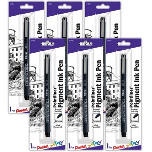 Pentel Arts Pointliner Pen, 0.05mm, Black Pigment Ink, Pack of 6 - 1 of 3