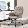 Vinsetto Modern Mid-Back Tufted Velvet Fabric Home Office Desk Chair with Adjustable Height, Swivel Adjustable Task Chair with 
Armrests, Light Gray - 2 of 4