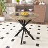 TiramisuBest Small Round 31.5" Dining Table, Rustic Brown Kitchen Table with Metal Legs, Seats 2-4 People - 3 of 4