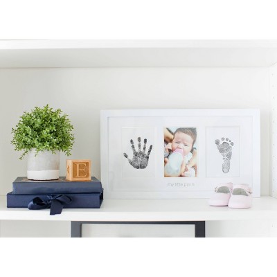White Wooden Baby Handprint and Footprint Photo Frame