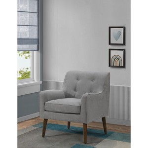 Woven Fabric Armchair with Tufted Back, Removable Seat Cushion and Wooden Legs for Living Room - 1 of 4