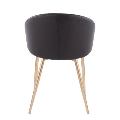Black Faux Leather and Gold Metal Upholstered Dining Chairs, Set of 2