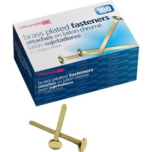 Officemate Roundhead Fastener 2" Shank 1/2" Head Brass Plated 99817 - 1 of 3