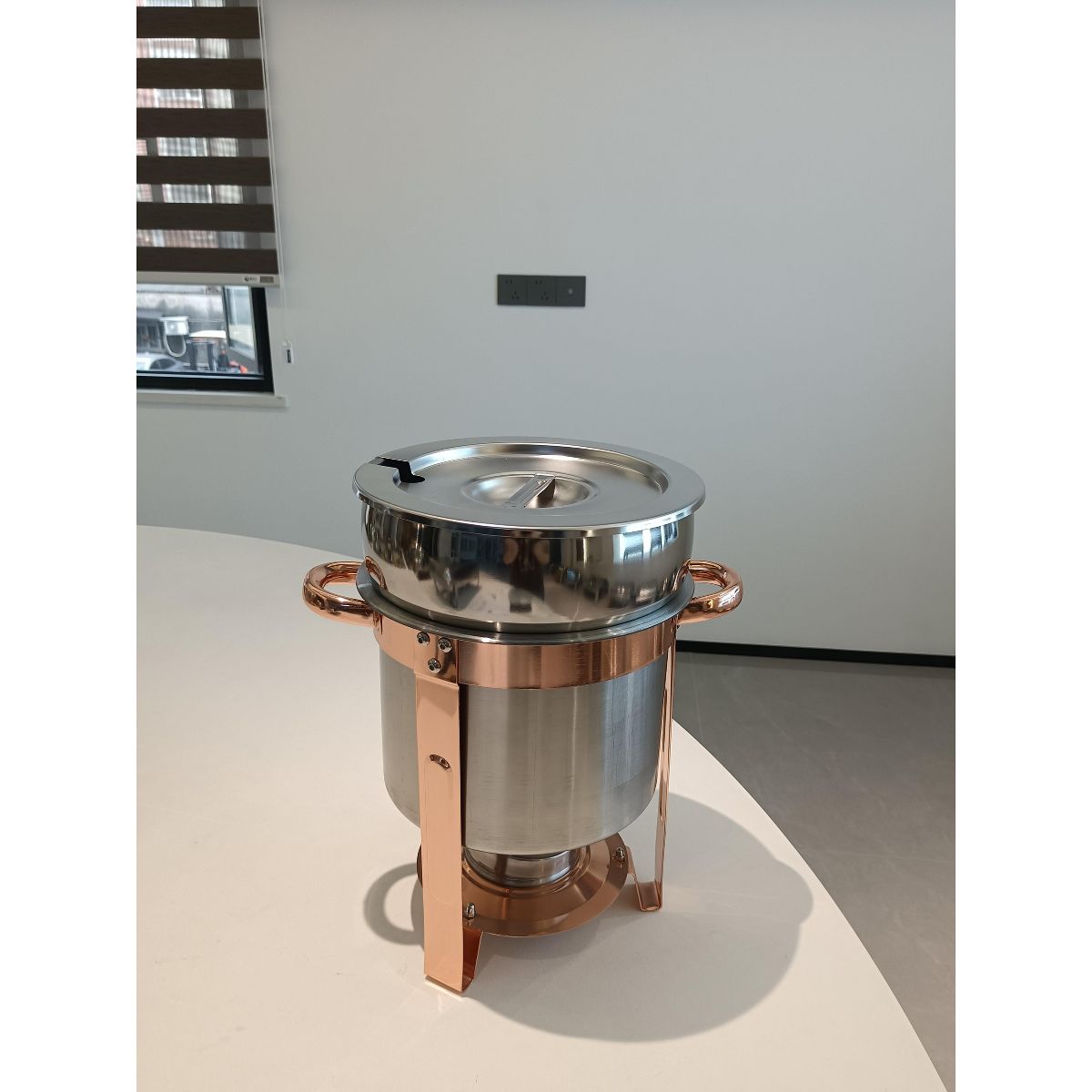 7QT/11QT Soup Chafer Set of 2/4, Stainless Steel Round Soup Warmer Marmite Chafing Dish with Lid for Buffet, Catering, Parties