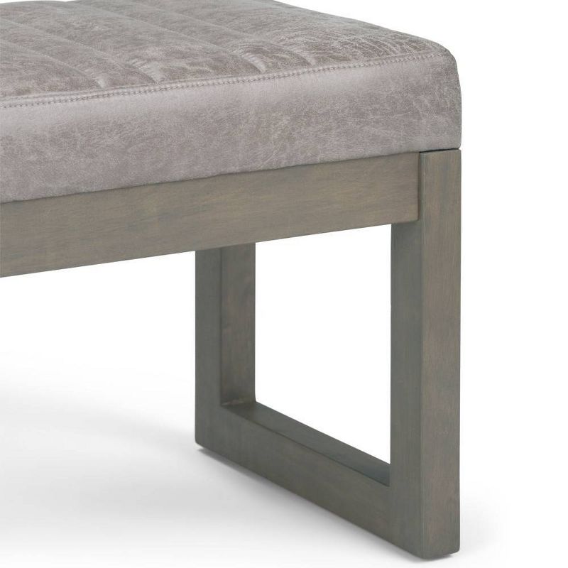 48&#34; Kaufman Ottoman Bench Distressed Gray Taupe Faux Air Leather - WyndenHall, 6 of 12