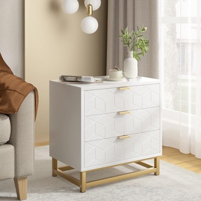 Whizmax 3 Drawer Dresser for Bedroom, Wood Chest of Drawers with Metal Legs, Modern Storage Dresser Chest Cabinet Organizer for Living Room, Hallway