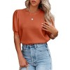 Women's Short Sleeve Sweater Tops 2025 Spring Summer Trendy Crew Neck Casual T Shirts Blouses - 3 of 4