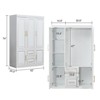 Keloyid White Wood 47.24 in. Armoire with 2 Drawers, 6 Shelves and Hanging Rods - 2 of 4
