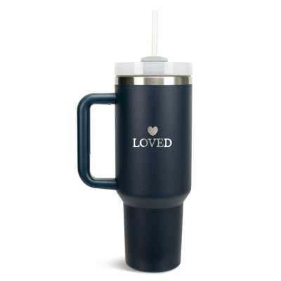 100 North Loved Heart Thinking of You Always Wrap-Around 40 Oz. Stainless Steel Water Bottle Coffee Mug, Spill & Leak Resistant, Travel Tumbler with