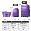 Maggift 3 PCS Bag and Luggage Sets, with Spinner Wheels and Zippers Lightweight Suitcase, for business trips and travel, Purple, 15.8"*10.2"*24.5" - 2 of 4
