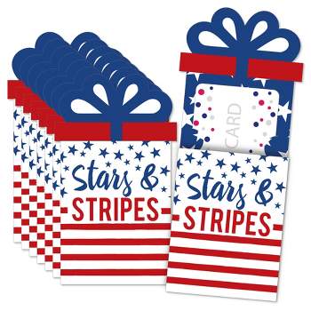 Big Dot of Happiness Stars & Stripes - Patriotic Party Money and Gift Card Sleeves - Nifty Gifty Card Holders - Set of 8