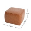 FURNIinspire Ottomans And Benches Upholstered Square Leather Ottoman, Simple Leisure Stool, Ottomans for Living Room Brown, 22.25"*22"*16.5" - 3 of 4