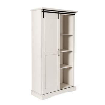 Emma and Oliver Farmhouse Storage Cabinet with Sliding Barn Door, Adjustable Height and Fixed Shelving