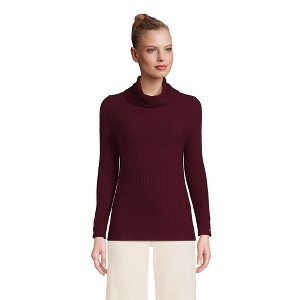 Lands' End Women's Long Sleeve Wide Rib Turtleneck - 1 of 3