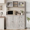 Kitchen Pantry Cabinet with LED - 3-Drawer Buffet Hutch with Adjustable Shelves & Countertop, Tall Storage Sideboard for Dining Room - 2 of 4