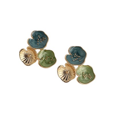 SOHI Women's Indigo Blue:Olive Green The Small Lilypad Stud Earrings