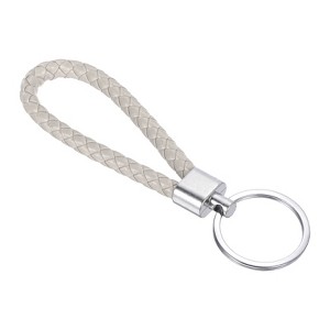 Unique Bargains Braided PU Leather Car Wallet Keychain with Stainless Steel Key Ring - 1 of 3