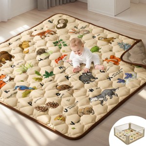 GOTGELIF 50"x50" Extra-Thick Cushioned Foam Baby Play Mat Foldable & Non-Slip Tummy Time Mat - 1 of 4