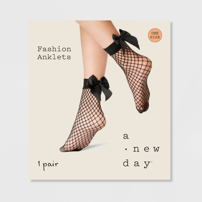 Women's Fishnet Anklet with Bow - A New Day™, 2 of 3