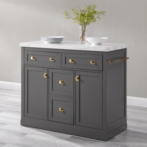 HomeStock  Claire Kitchen Island with Storage, Coffee Bar Cabinet, Buffet, Sideboard, Microwave Stand, Gray - 1 of 4