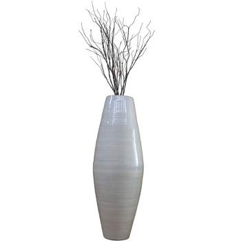 Uniquewise Bamboo Cylinder Shaped Floor Vase - Handcrafted Tall Decorative Vase - Ideal for Dining Room, Living Room, and Entryway