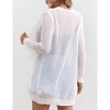 Womens Sweater Cardigan Open Front Mesh Sweater with Side Pocket Ribbed Cuff Sweater Knit Beach Cover Ups - 2 of 4