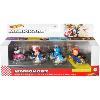 Hot Wheels - Pack 4 Véhicules Mario Kart - Modèle Aléatoire