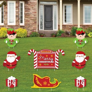 Big Dot of Happiness Jolly Santa Claus - Merry Christmas Yard Sign and Outdoor Lawn Decorations - Christmas Yard Signs - Set of 8 - 1 of 4
