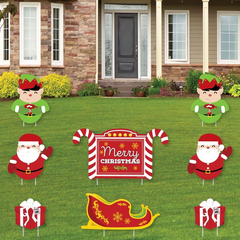 Big Dot of Happiness Jolly Santa Claus - Merry Christmas Yard Sign and Outdoor Lawn Decorations - Christmas Yard Signs - Set of 8, 1 of 8