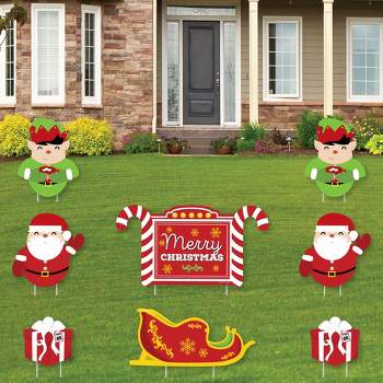 Big Dot of Happiness Jolly Santa Claus - Merry Christmas Yard Sign and Outdoor Lawn Decorations - Christmas Yard Signs - Set of 8