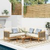 Christopher Knight Home Burchett Outdoor Acacia Wood and Round Wicker 5 Seater Sectional Sofa Chat Set with Cushions, Teak/Beige - 2 of 4