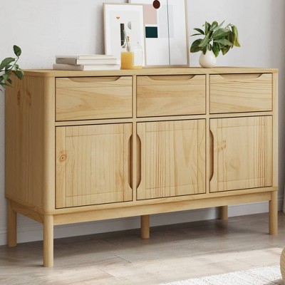 vidaXL Sideboard Storage Cabinet Home Living Room Furniture Solid Wood Pine
