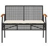 vidaXL Patio Bench with Cushion Outdoor Seating Loveseat Poly Rattan Acacia Wood - Black - 4 of 4