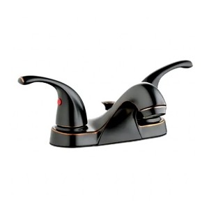 HomePointe Center Set Lavatory Faucet with Pop Up, 1.2 GPM Flow Rate, and 2 Low Arc Zinc Lever Handles for Temperature Control, Brushed Bronze - 1 of 4