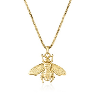 Ross-Simons Italian 18kt Gold Over Sterling Bumblebee Pendant Necklace Size 18