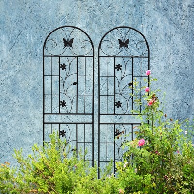 NicBex 2 Pack Metal Garden Trellis 71"X19.7" Pothos Plant Climber Support Rust Proof Grape Trellis for Garden, Black
