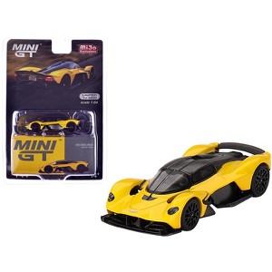 Aston Martin Valkyrie Sunburst Yellow with Carbon Top Limited Edition to 4200 pieces 1/64 Die Cast Model Car by Mini GT - 1 of 3