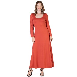 Womens Long Sleeve Maxi Dress - 24seven Comfort Apparel™ - 1 of 4