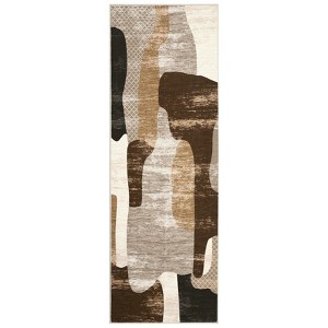 Modern Washable Runner Rug – Ultra-Thin Non-Slip Hallway Carpet, Abstract Low-Pile Mat for Kitchen - 1 of 4