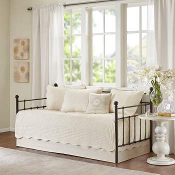 Genoa Daybed 6pc Reversible Scalloped Edge Daybed Cover Set White