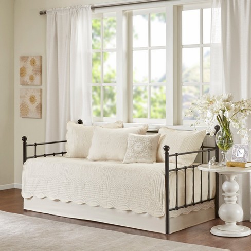 Genoa Daybed 6pc Reversible Scalloped Edge Daybed Cover Set Ivory