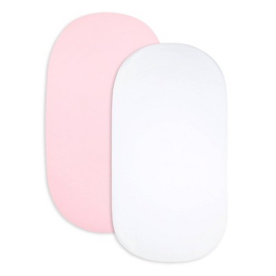 Image of Burt's Bees Baby® Organic Solid Bassinet Sheet - White Pink - 2pk