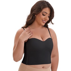 INSPIRE CHIC Women's Adjustable Spaghetti Straps Wireless Padded Slim Fit Sweetheart Neck Solid Camisoles - 1 of 4