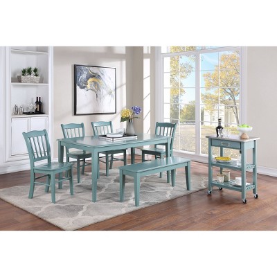 High Back Blue Upholstered Wood Side Chair