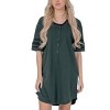 YafeMarte Women’s Short Sleeve Long Henley Nightshirt with Striped Sleeves and Pocket - 4 of 4