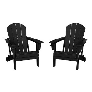 WestinTrends Nantucket Outdoor Patio HDPE Resin Folding Adirondack Chairs With Cup Holder and Phone Holder (Set of Four) - 1 of 4